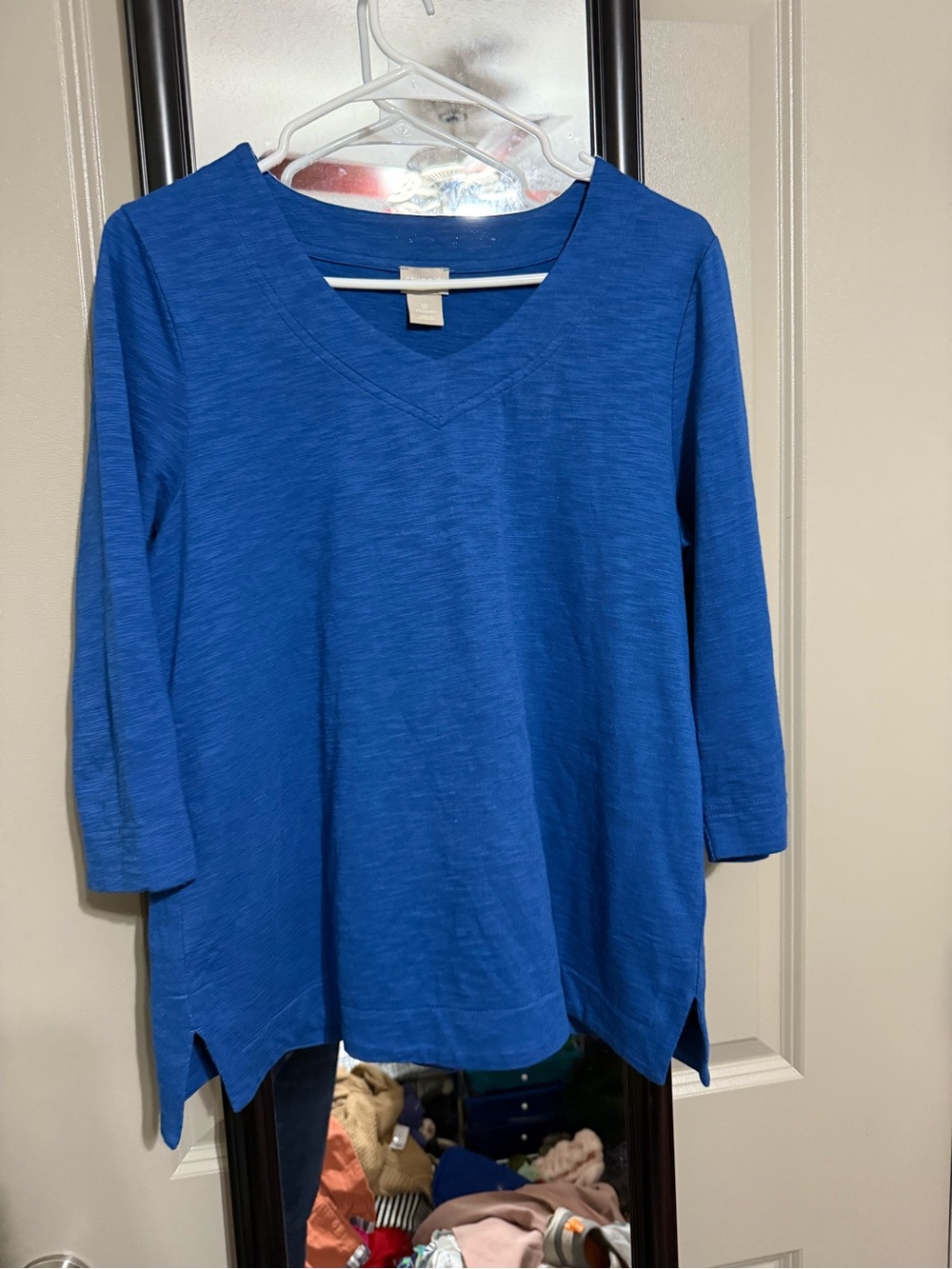 Chico's Royal Blue V-Neck 3/4 Sleeve Tunic